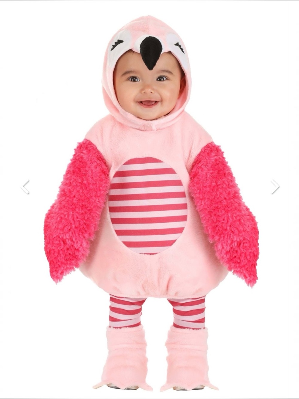 NWT Pink Flamingo Halloween Costume 12-18M Plush 4 Pc Set Hood Tunic Leggings